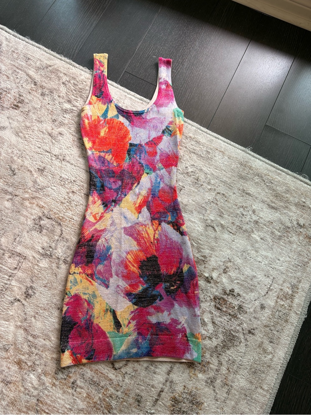 Marciano Multicolor Floral Scoop-Neck Bodycon Dress
